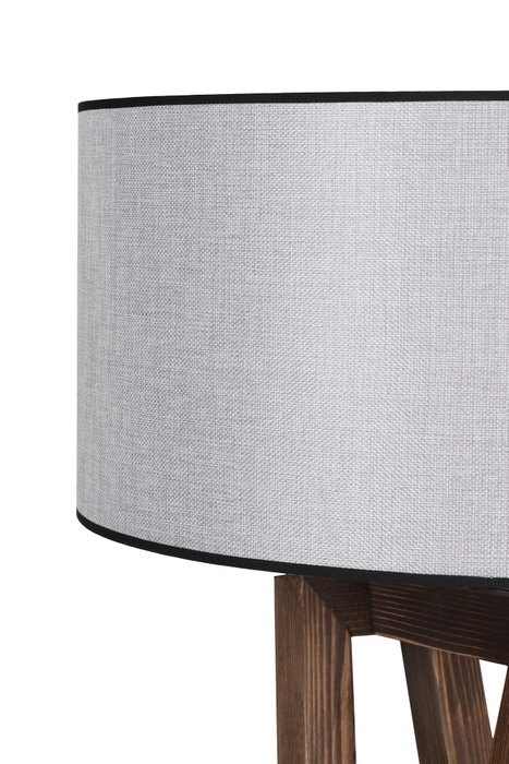 Opviq Lámpara de Pie de Madera Nogal y Gris con Pantalla de Tela